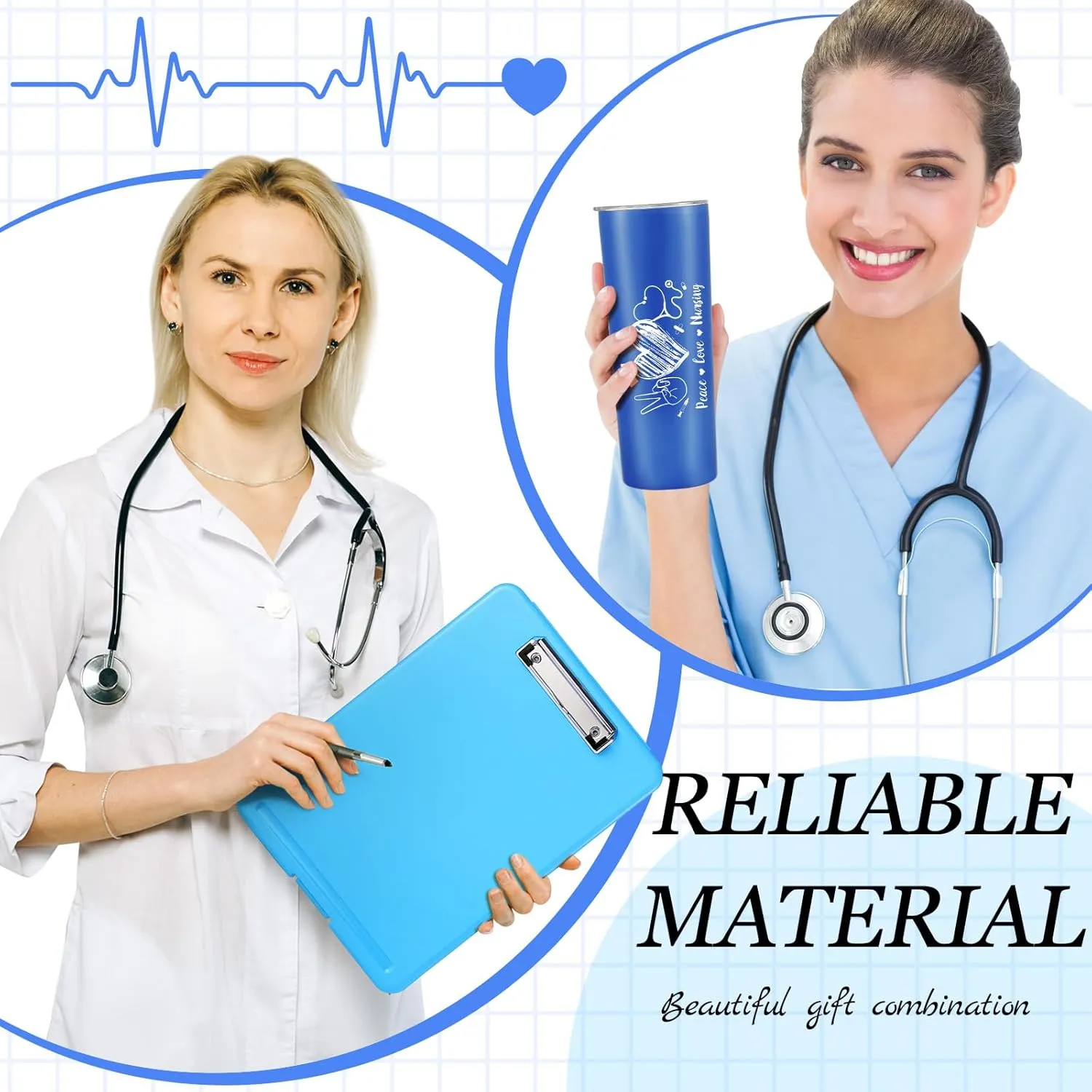 Sabary 5 Pcs Best Nurses Week Gifts Women Tote Bag Set Appreciation Tote Bag Gift for Graduation Teacher Nurse Employee(Blue,Classic)
