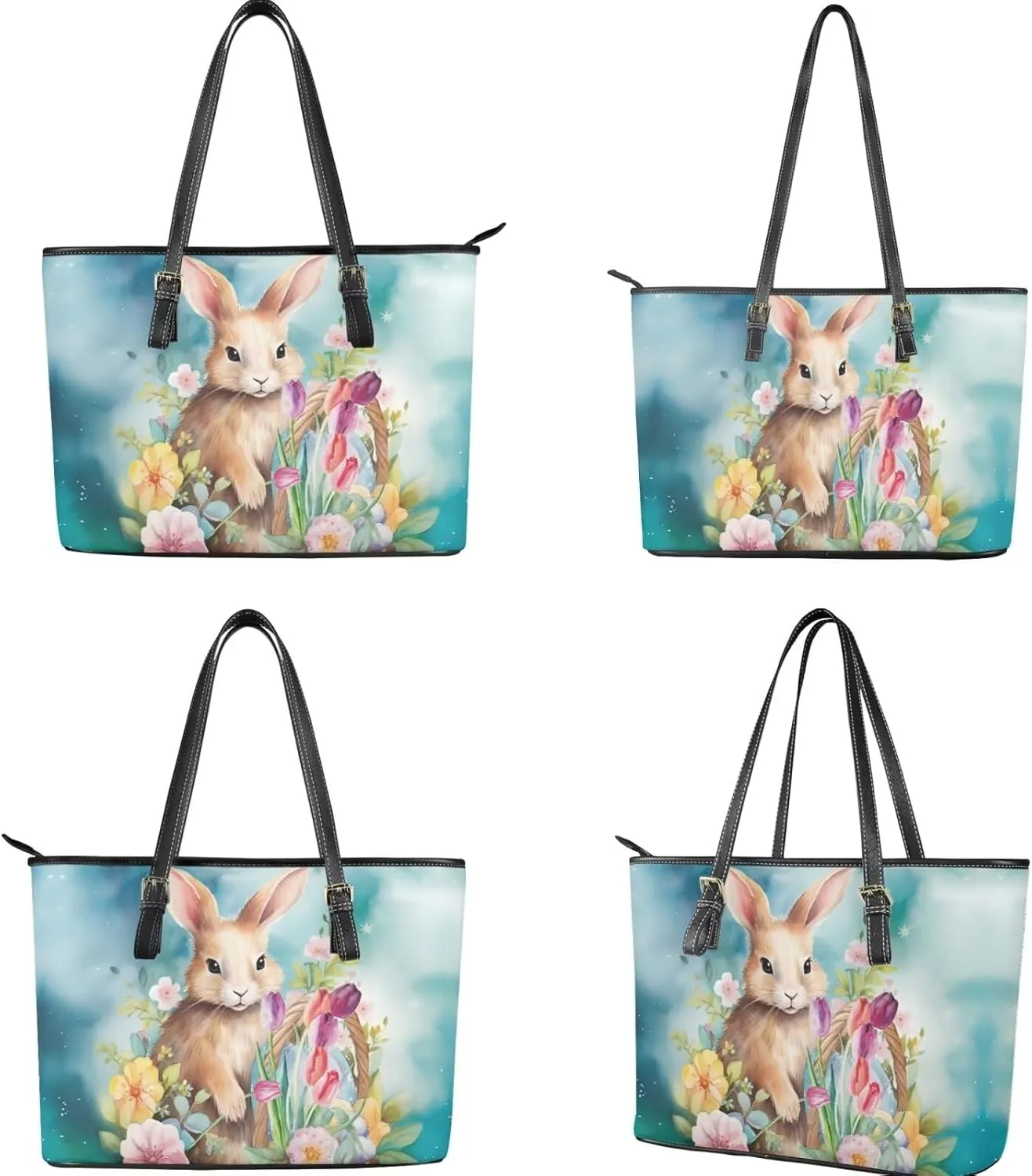 Saddle Purses for Women Easter Day Shoulder Bags Zipper Wallet 2 Pcs