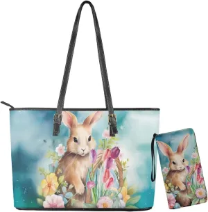 Saddle Purses for Women Easter Day Shoulder Bags Zipper Wallet 2 Pcs