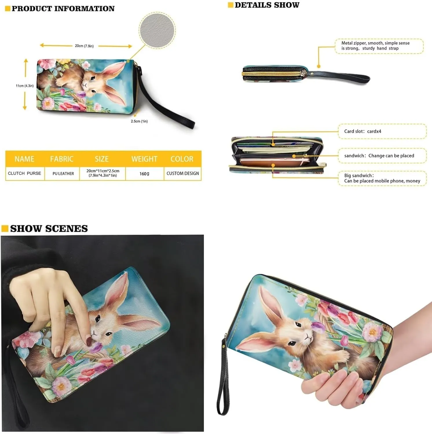 Saddle Purses for Women Easter Day Shoulder Bags Zipper Wallet 2 Pcs