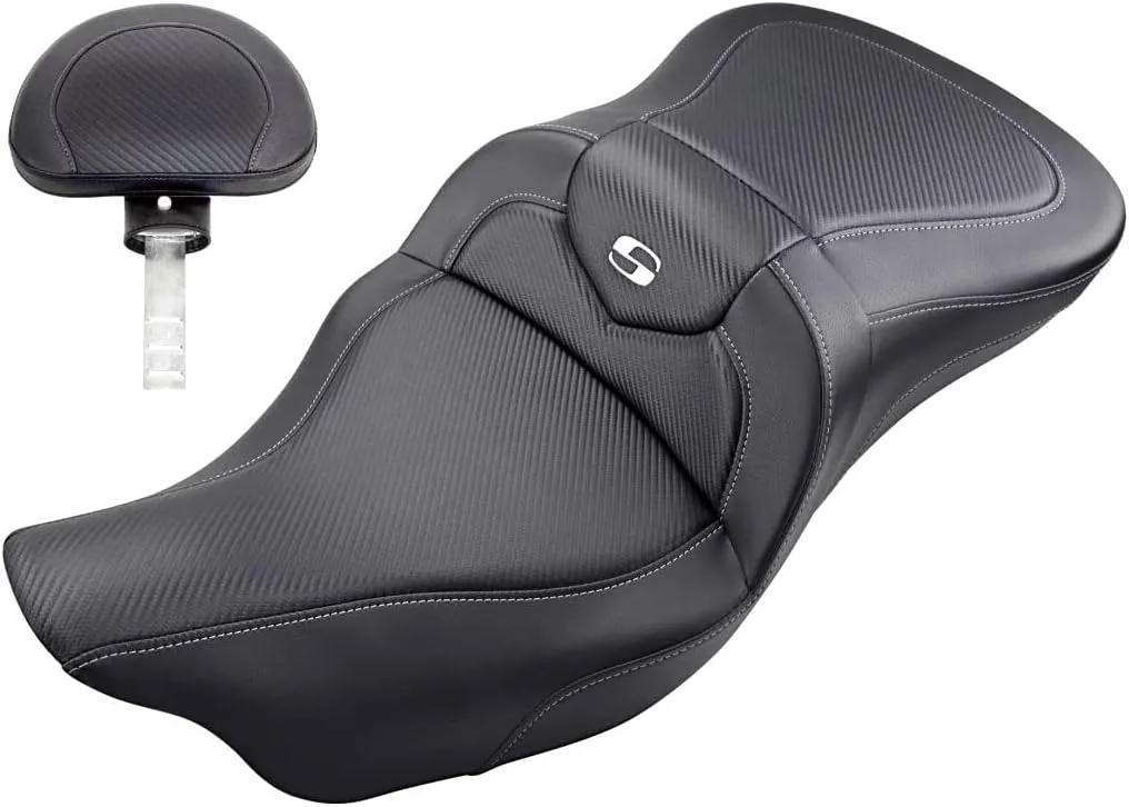 Saddlemen 0801-1191 808-07B-186BR Extended Reach Road Sofa Carbon Fiber Seat W/Backrest 08  TOURING MODELS, Black