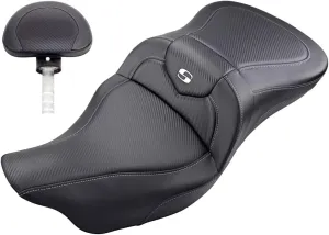 Saddlemen 0801-1191 808-07B-186BR Extended Reach Road Sofa Carbon Fiber Seat W/Backrest 08  TOURING MODELS, Black