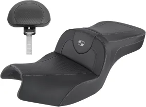 SADDLEMEN 0810-2185 I20-06-185BR Roadsofa™ Carbon Fiber Seat - Includes Backrest - Black - Indian