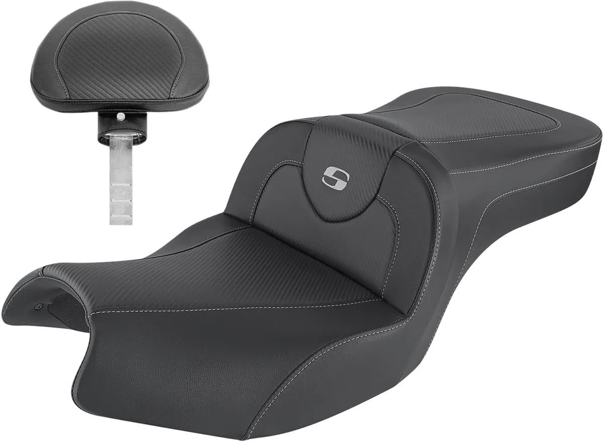 SADDLEMEN 0810-2185 I20-06-185BR Roadsofa™ Carbon Fiber Seat - Includes Backrest - Black - Indian