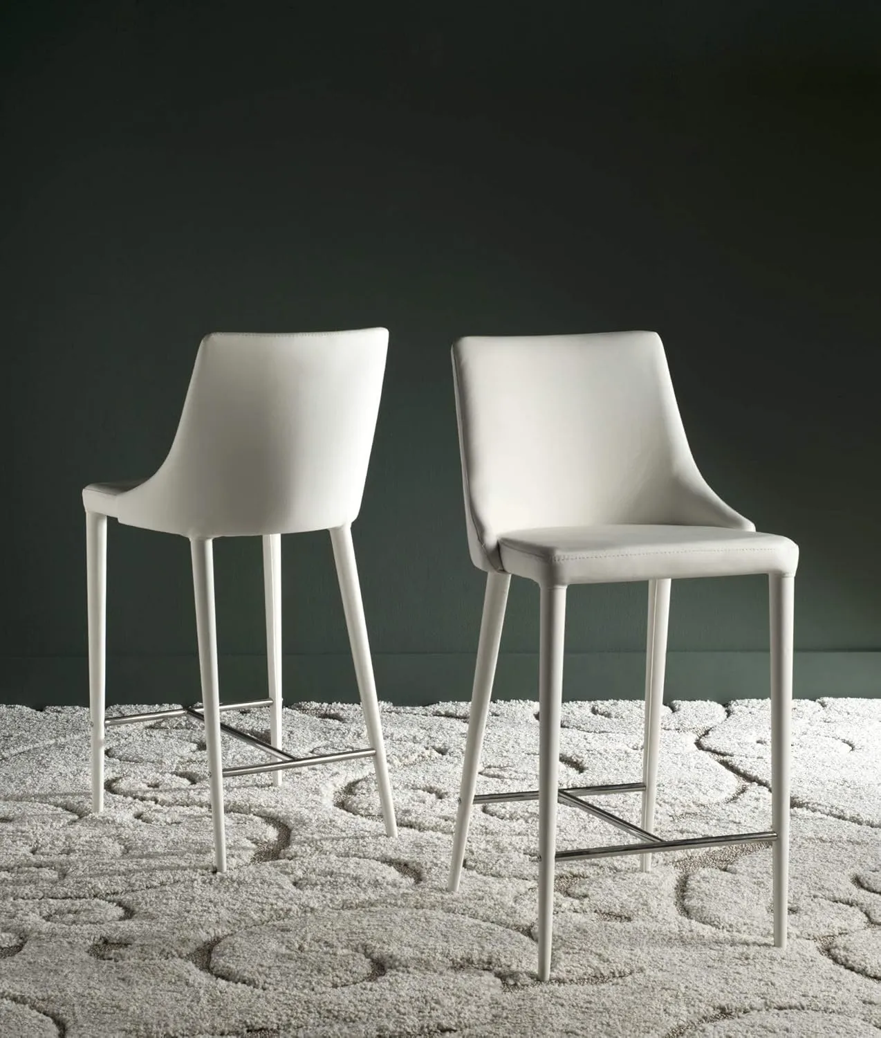 Safavieh Home Collection Summerset Mid-Century Modern White Counter Stool