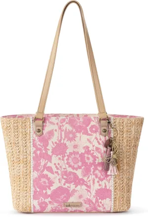 Sakroots Meadow Synthetic Straw from Recycled Materials, Uncoated Cotton Canvas Tote