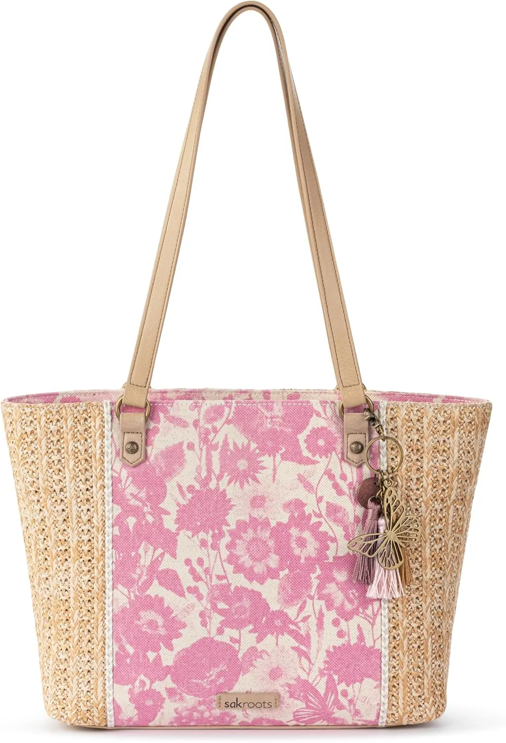 Sakroots Meadow Synthetic Straw from Recycled Materials, Uncoated Cotton Canvas Tote