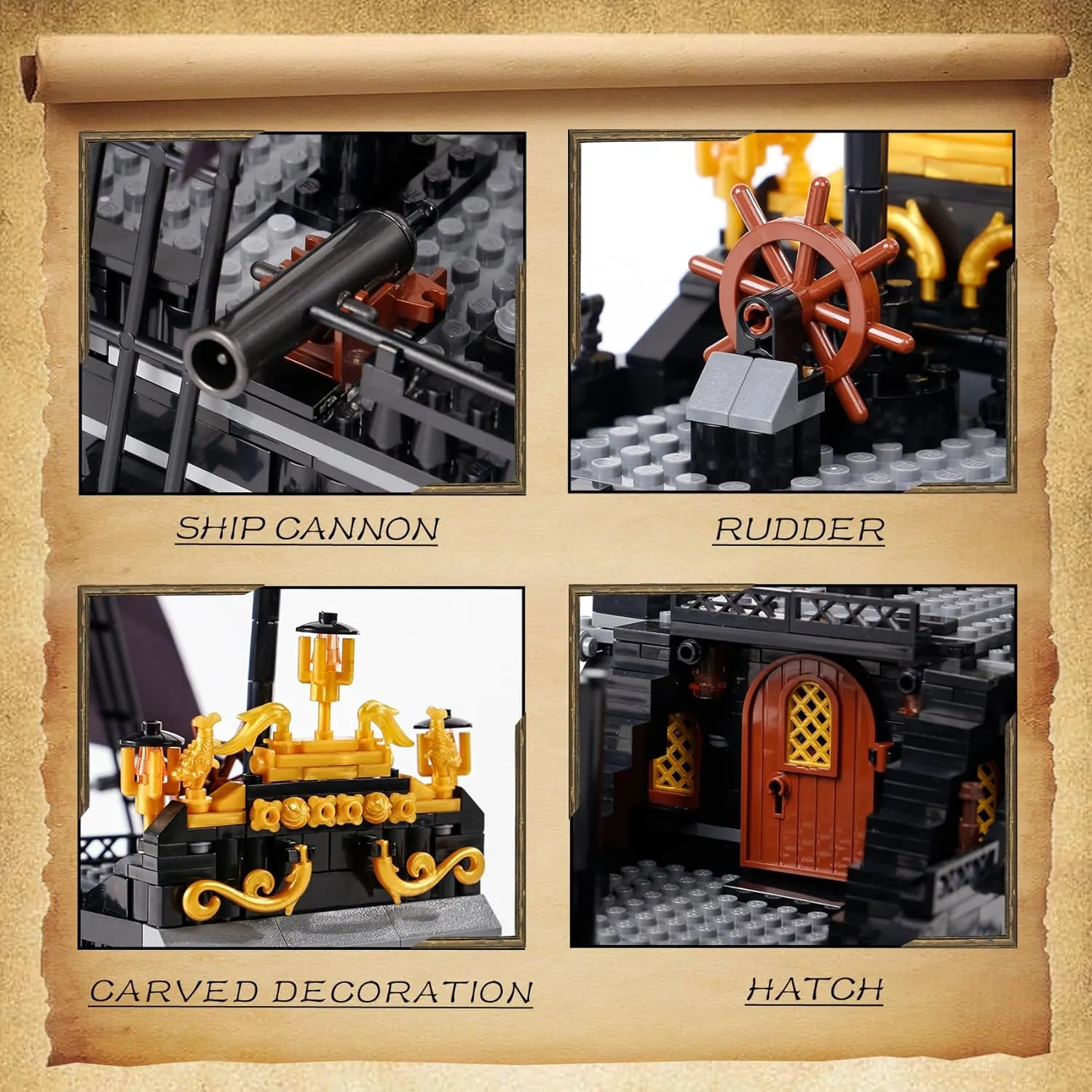 SAMYBLOCKS 1424PCS Pirate Ship Building Blocks Toys,Creator Architecture Corsair Building Set, Wonderful Choice for 6  Boys, Girls or Adults