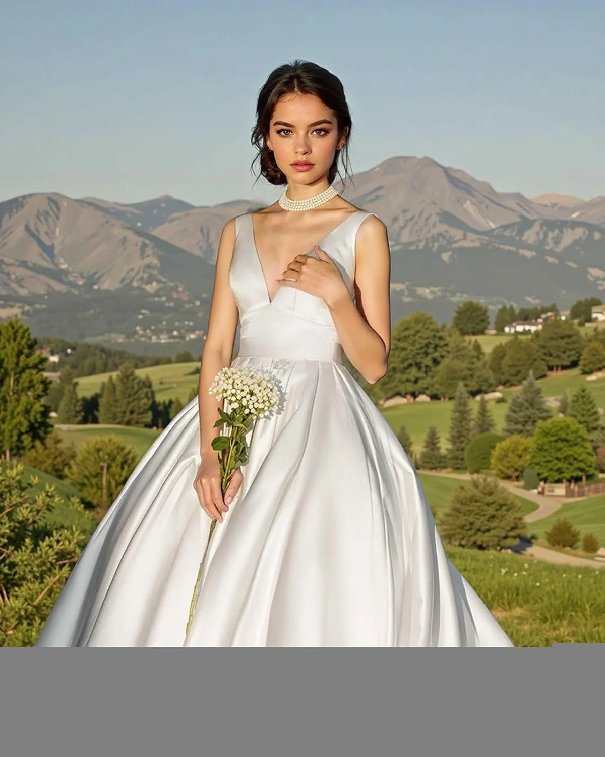 Satin Wedding Dress Long Off Shoulder Bridal Gowns with Train