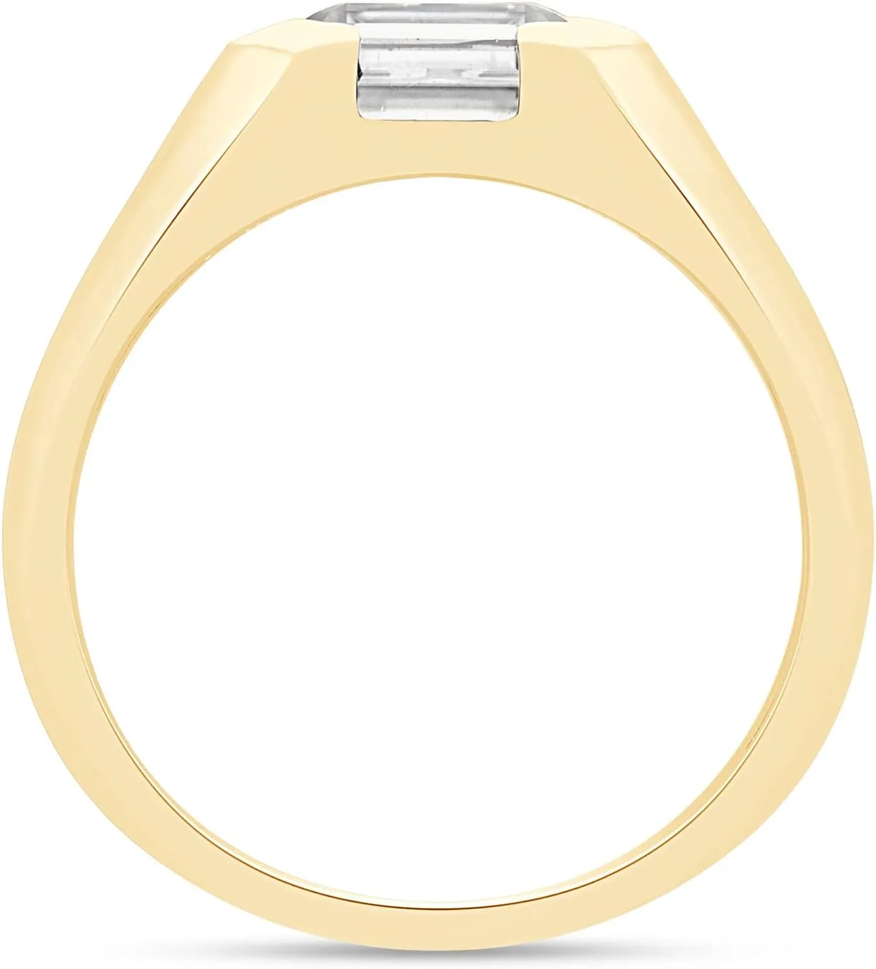 SAVEARTH DIAMONDS 1 Carat 7x5MM Emerald CutLab Grown Diamond Signet Wedding Band Ring For Men In 14K Gold Over Sterling Silver Jewelry (G-H Color, VS-SI Clarity, 1.00 Cttw)