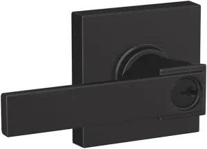 SCHLAGE F51A NBK 622 COL Northbrook Lever with Collins Trim Keyed Entry Lock, Matte Black