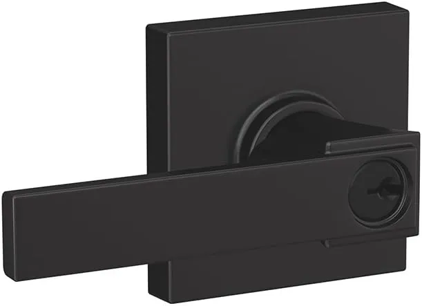 SCHLAGE F51A NBK 622 COL Northbrook Lever with Collins Trim Keyed Entry Lock, Matte Black