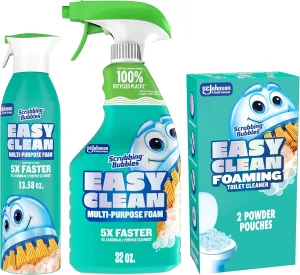 Scrubbing Bubbles Easy Clean Bathroom and Toilet Cleaner Ultimate Bundle, Includes 32oz Multipurpose Cleaning Trigger Spray   2ct Foaming Toilet Cleaner Drop In Pouches   13.58oz Aerosol Foaming Spray