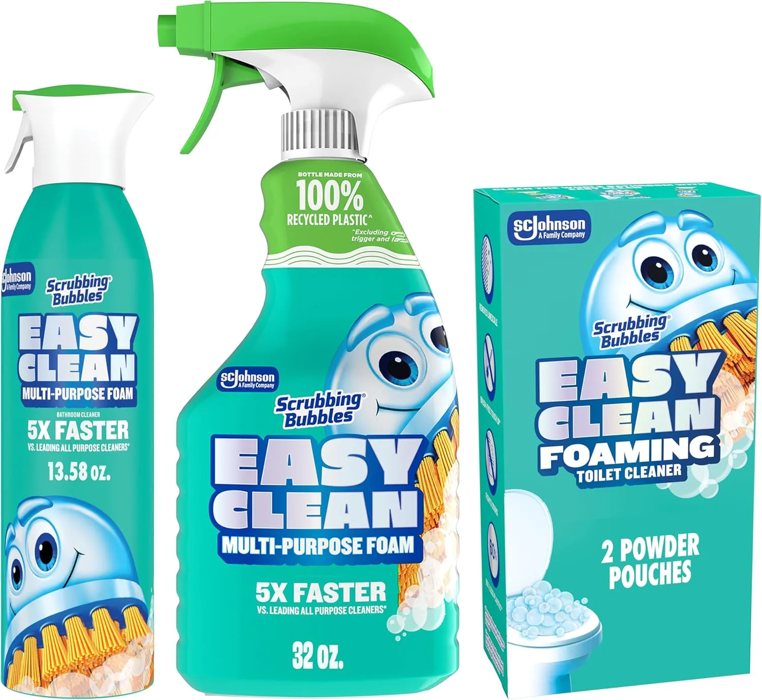 Scrubbing Bubbles Easy Clean Bathroom and Toilet Cleaner Ultimate Bundle, Includes 32oz Multipurpose Cleaning Trigger Spray   2ct Foaming Toilet Cleaner Drop In Pouches   13.58oz Aerosol Foaming Spray