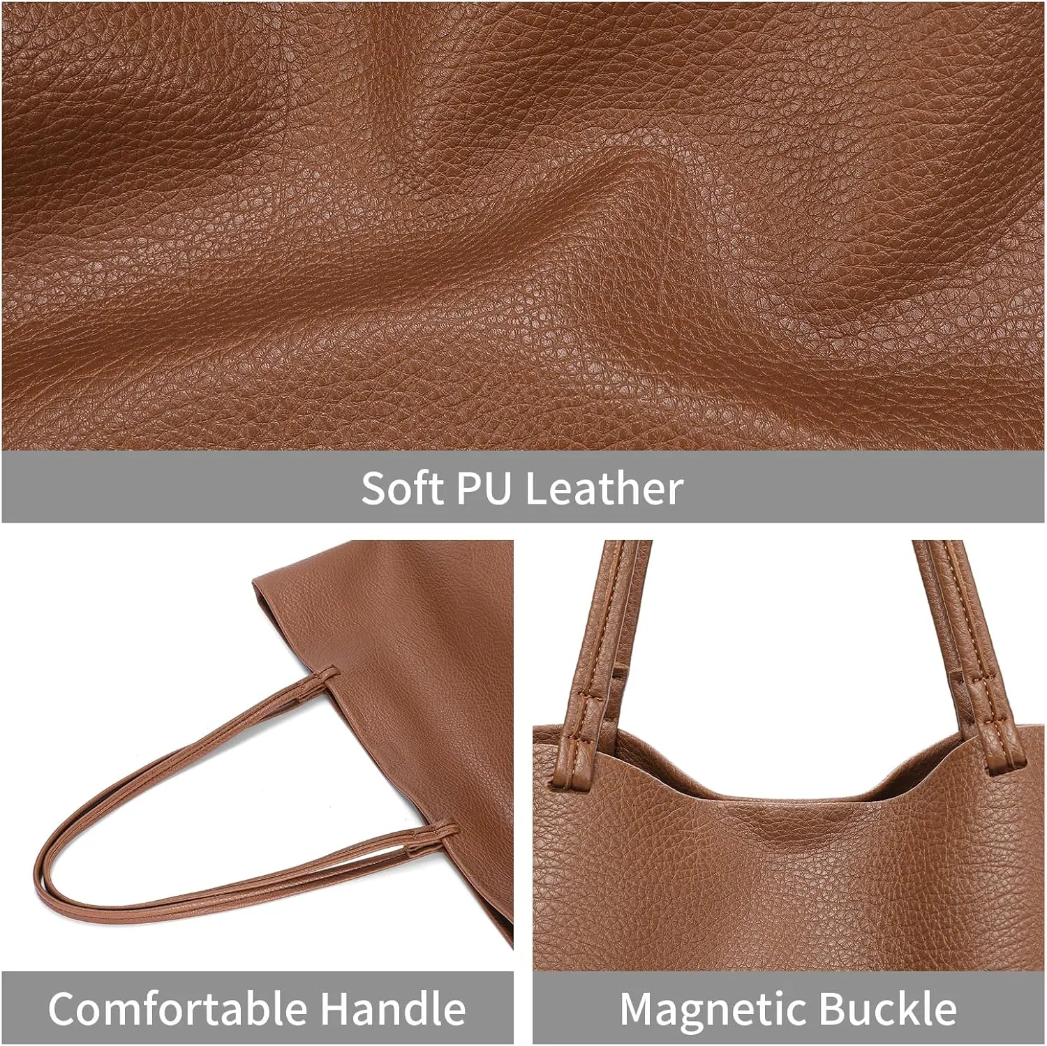SENDEFN Leather Tote Bag for Women Work Shoulder Bag Large Top Handle Handbags and Ladies Travel Purse with Zipper Pocket