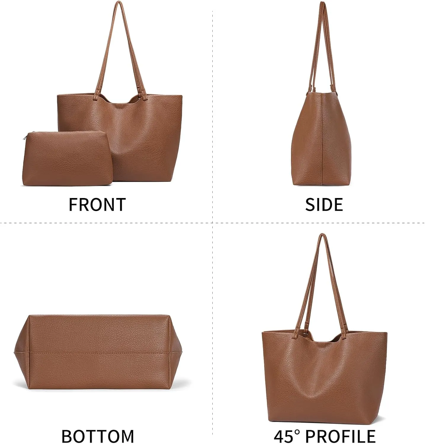 SENDEFN Leather Tote Bag for Women Work Shoulder Bag Large Top Handle Handbags and Ladies Travel Purse with Zipper Pocket