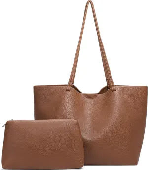 SENDEFN Leather Tote Bag for Women Work Shoulder Bag Large Top Handle Handbags and Ladies Travel Purse with Zipper Pocket