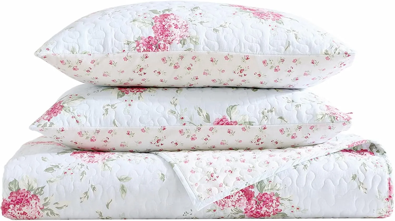 Shabby Chic® - Queen Quilt Set, Reversible Cotton Bedding with Matching Shams, Elegant Floral Home Decor for All Seasons (Chloe Blue, Queen)