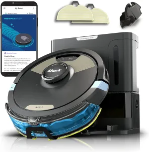 Shark Robot Vacuum & Mop Combo, Powerful Suction, Matrix Plus, 60-Day Debris Capacity, HEPA Bagless Self Empty Base, Sonic Mopping, Home Mapping for Pet Hair - Carpets & Hardfloor