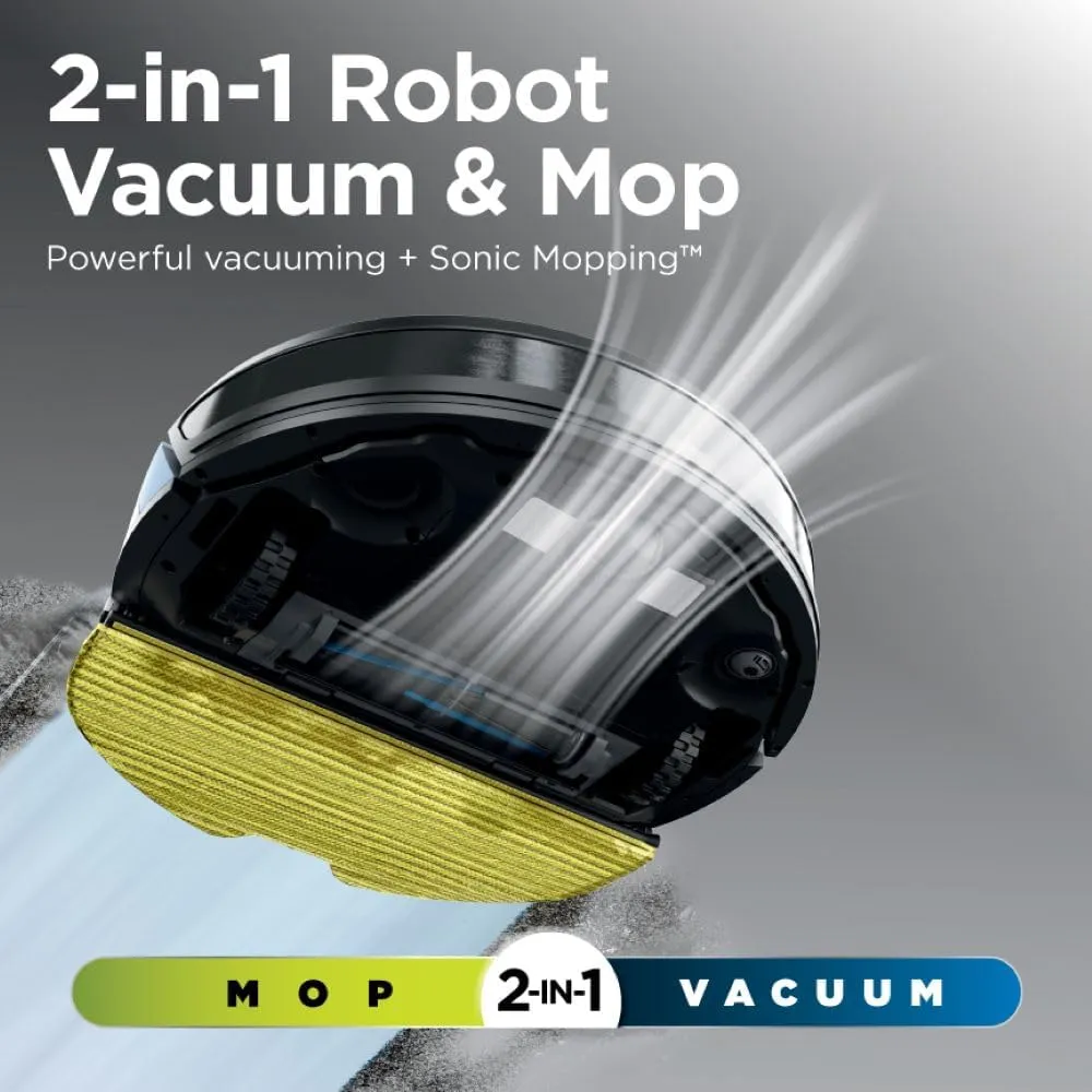 Shark Robot Vacuum & Mop Combo, Powerful Suction, Matrix Plus, 60-Day Debris Capacity, HEPA Bagless Self Empty Base, Sonic Mopping, Home Mapping for Pet Hair - Carpets & Hardfloor