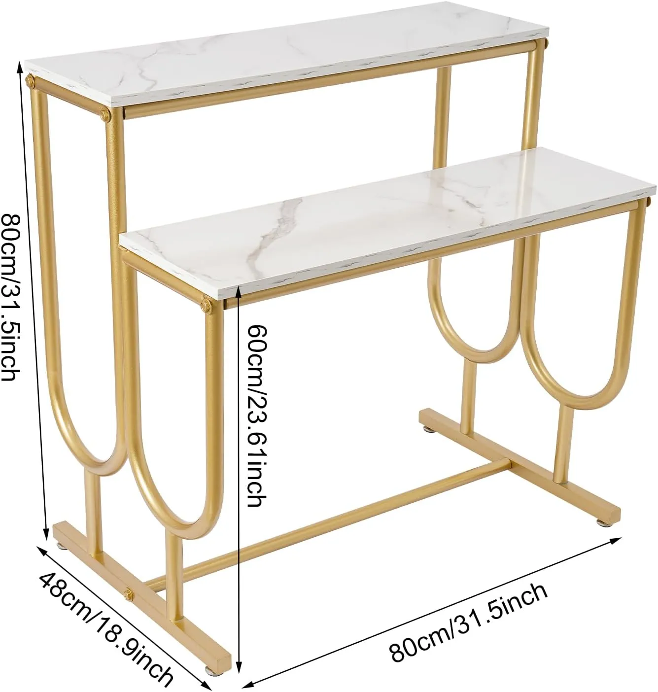 Shoe Handbag Display Stand, 2 Tiers Display Rack 31.5in Gold Risers Display Stands 220Lbs Load Capacity Carbon Steel Display Riser Shelf for Retail Store