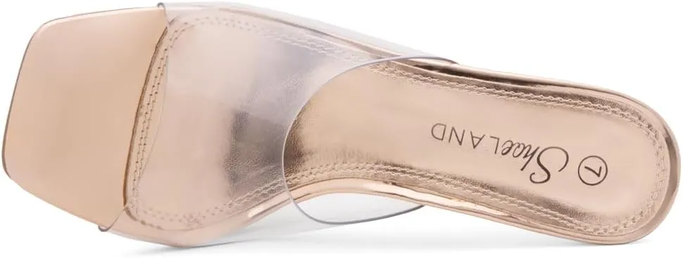 Shoe Land Women’s Clear Rhinestone Bow Heels – Double Bowknot & Adjustable Ankle Strap | Crystal Stiletto High Heels with Square Open Toe for Wedding & Party