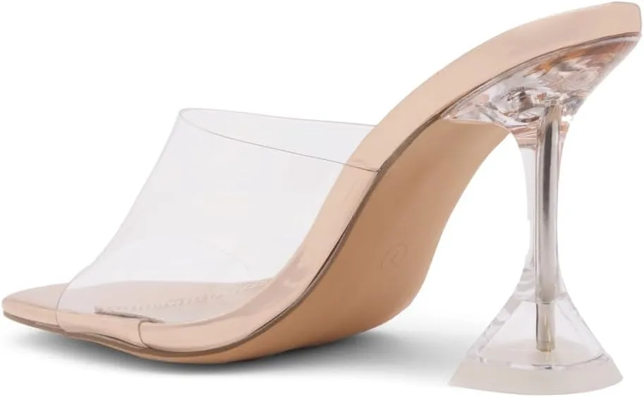 Shoe Land Women’s Clear Rhinestone Bow Heels – Double Bowknot & Adjustable Ankle Strap | Crystal Stiletto High Heels with Square Open Toe for Wedding & Party