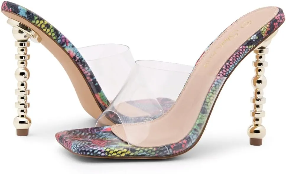 Shoe Land Women’s Clear Rhinestone Bow Heels – Double Bowknot & Adjustable Ankle Strap | Crystal Stiletto High Heels with Square Open Toe for Wedding & Party