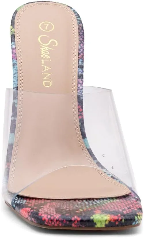 Shoe Land Women’s Clear Rhinestone Bow Heels – Double Bowknot & Adjustable Ankle Strap | Crystal Stiletto High Heels with Square Open Toe for Wedding & Party