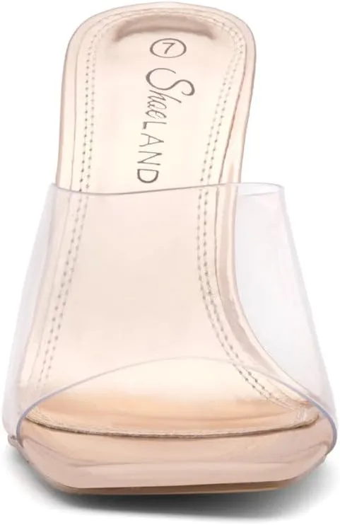 Shoe Land Women’s Clear Rhinestone Bow Heels – Double Bowknot & Adjustable Ankle Strap | Crystal Stiletto High Heels with Square Open Toe for Wedding & Party