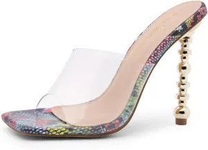 Shoe Land Women’s Clear Rhinestone Bow Heels – Double Bowknot & Adjustable Ankle Strap | Crystal Stiletto High Heels with Square Open Toe for Wedding & Party