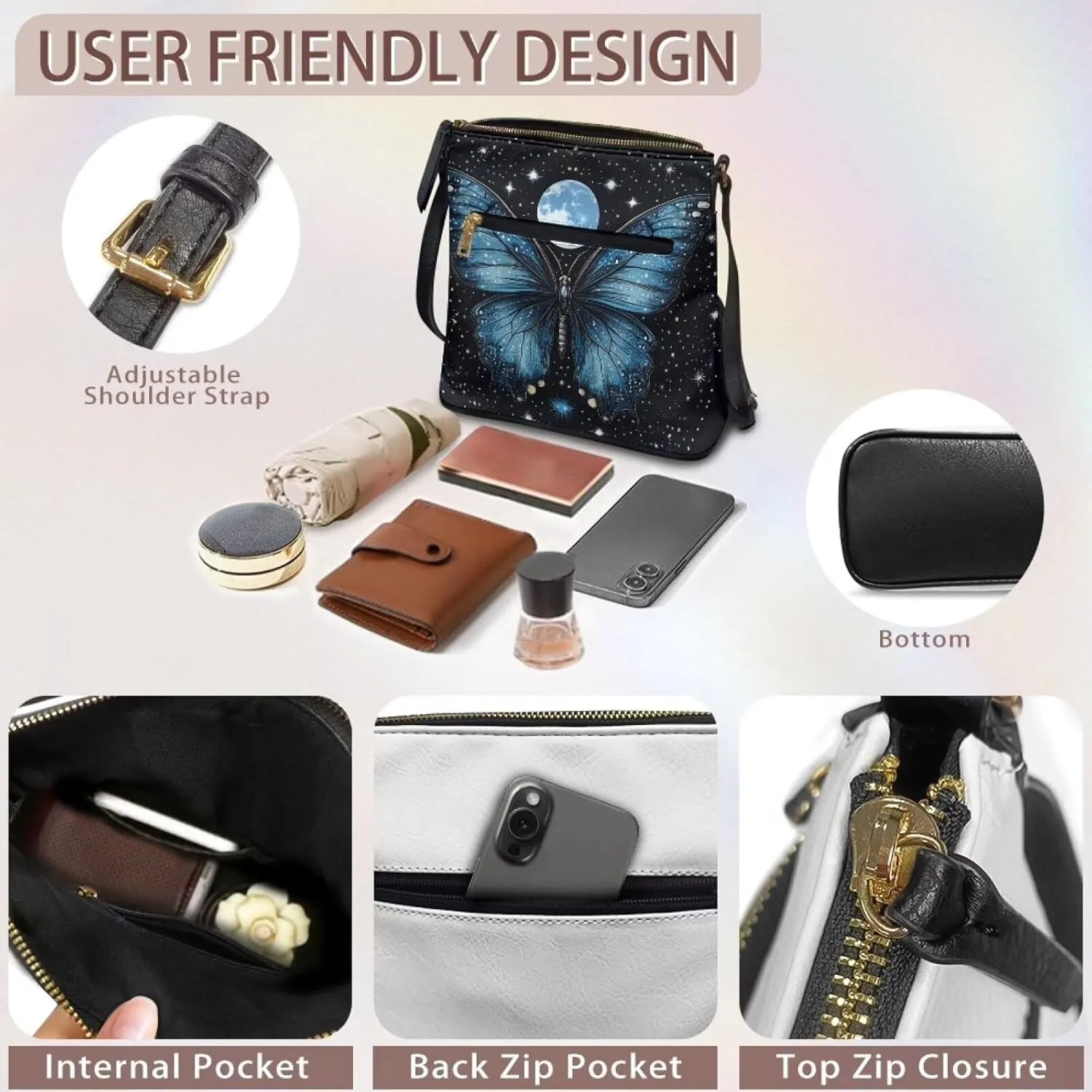 Shoulder Bag Crossbody Purses for Women Leather Handbag Purse Long Strap Crossbody Bags