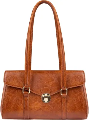 Shoulder Bag for Women, Classic Soft Faux Leather Women's Shoulder Handbags, Fashionable Clutch Tote Purses for Women with Zipper Closure (Brown)