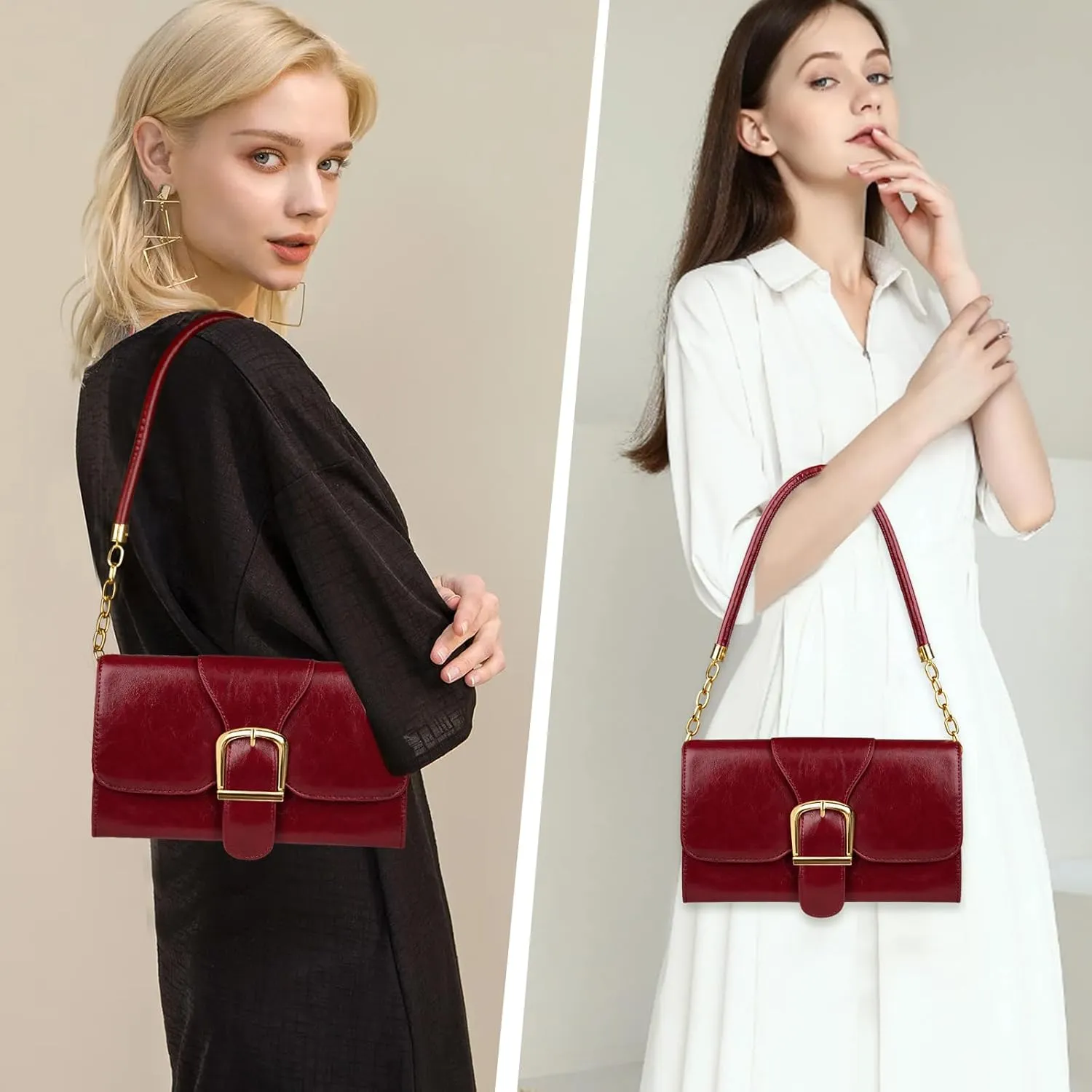 Shoulder Bag for Women, Cute Soft PU Leather Small Purse Handbags, Trendy Underarm Bag Tote Clutch Purses for Women