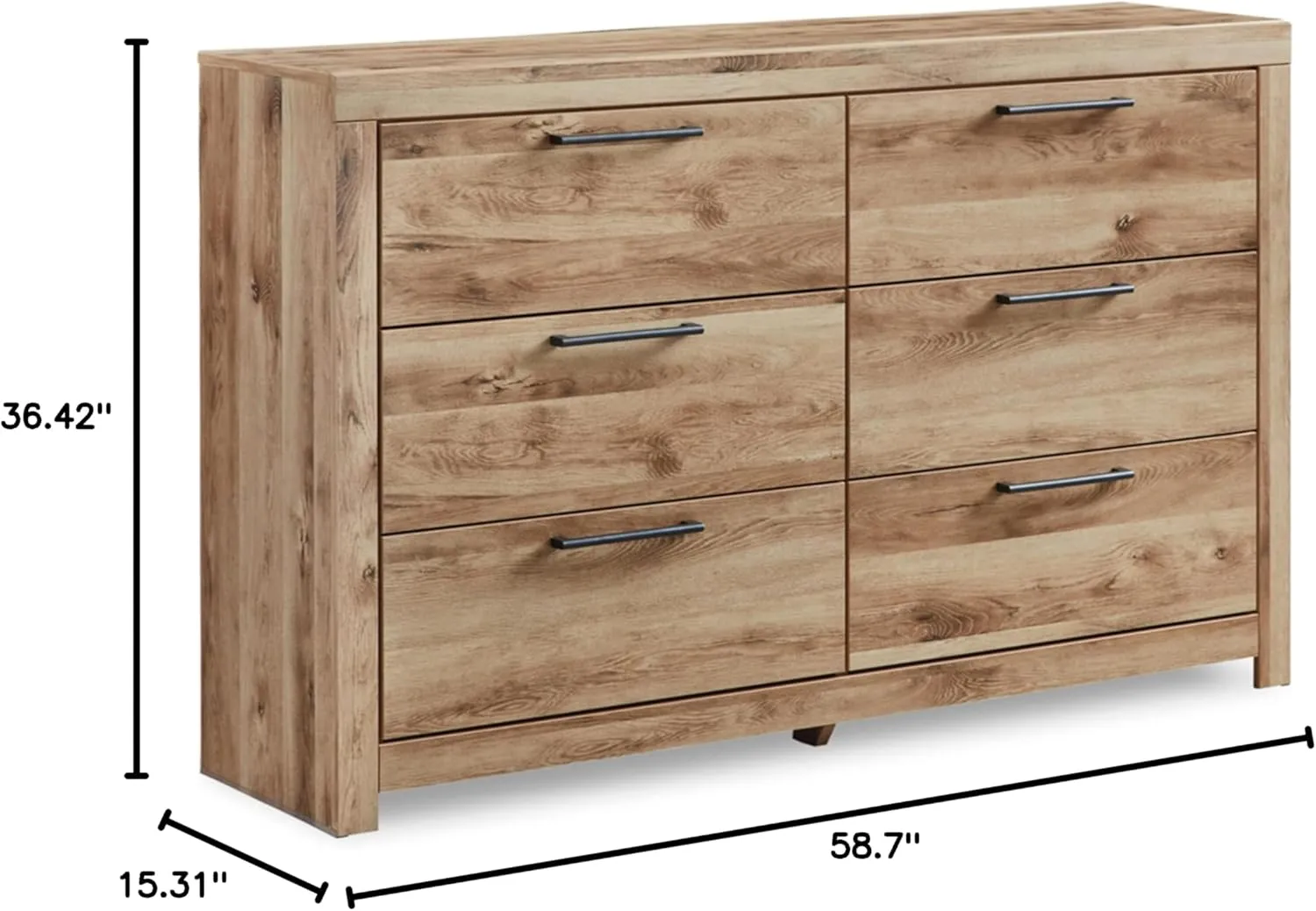 Signature Design by Ashley Hyanna Mid-Century Modern 6 Drawer Dresser, Light Brown & Beige