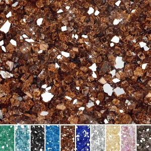 Skyflame High Luster 10-Pound Fire Glass for Fire Pit Fireplace Landscaping, 1/4-Inch Copper Reflective