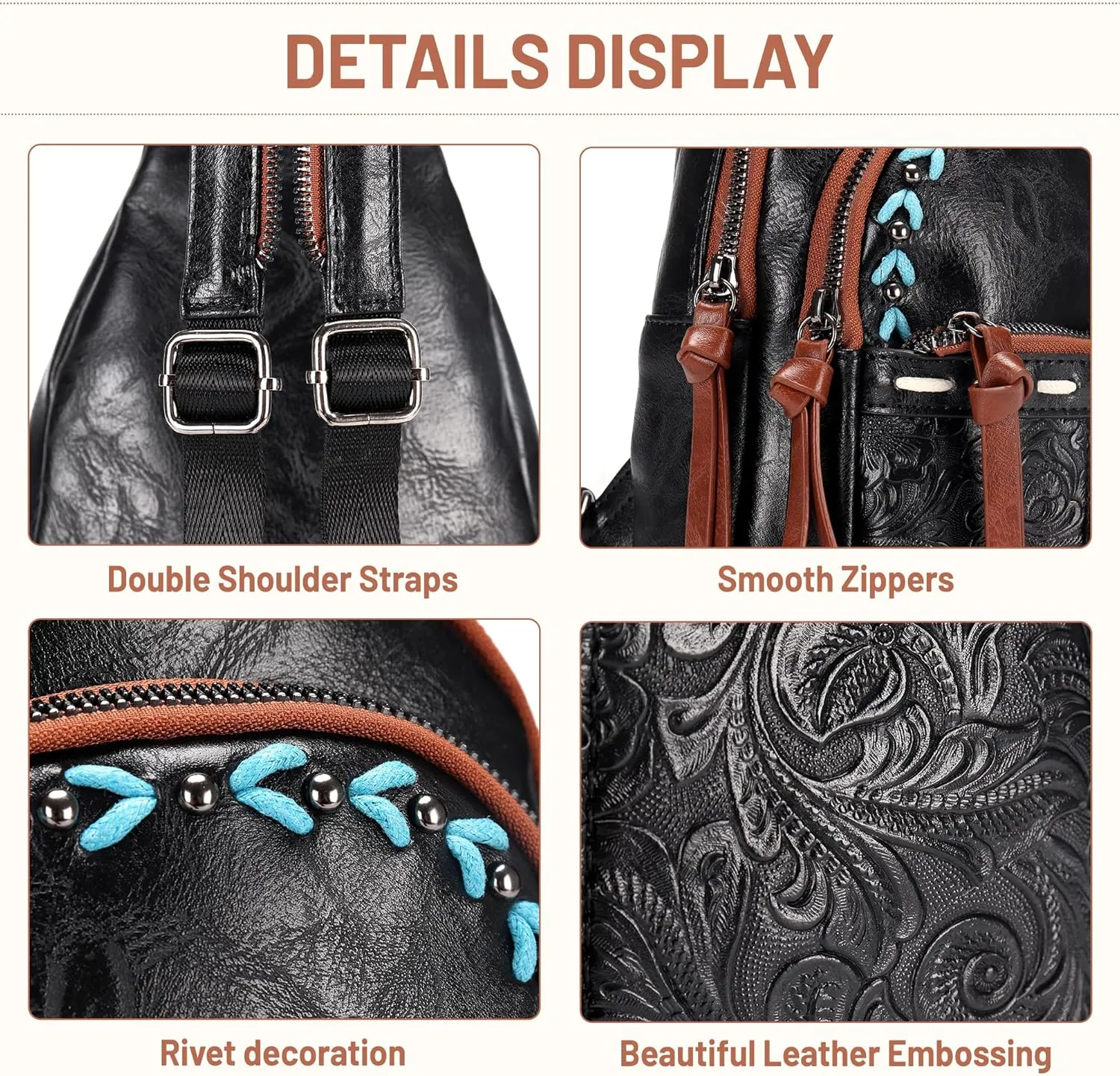 Sling Bag Crossbody Bags for Women Trendy Leather Fanny Packs Chest Bag Sling Crossbody Backpack for Travel (Black With Brown)
