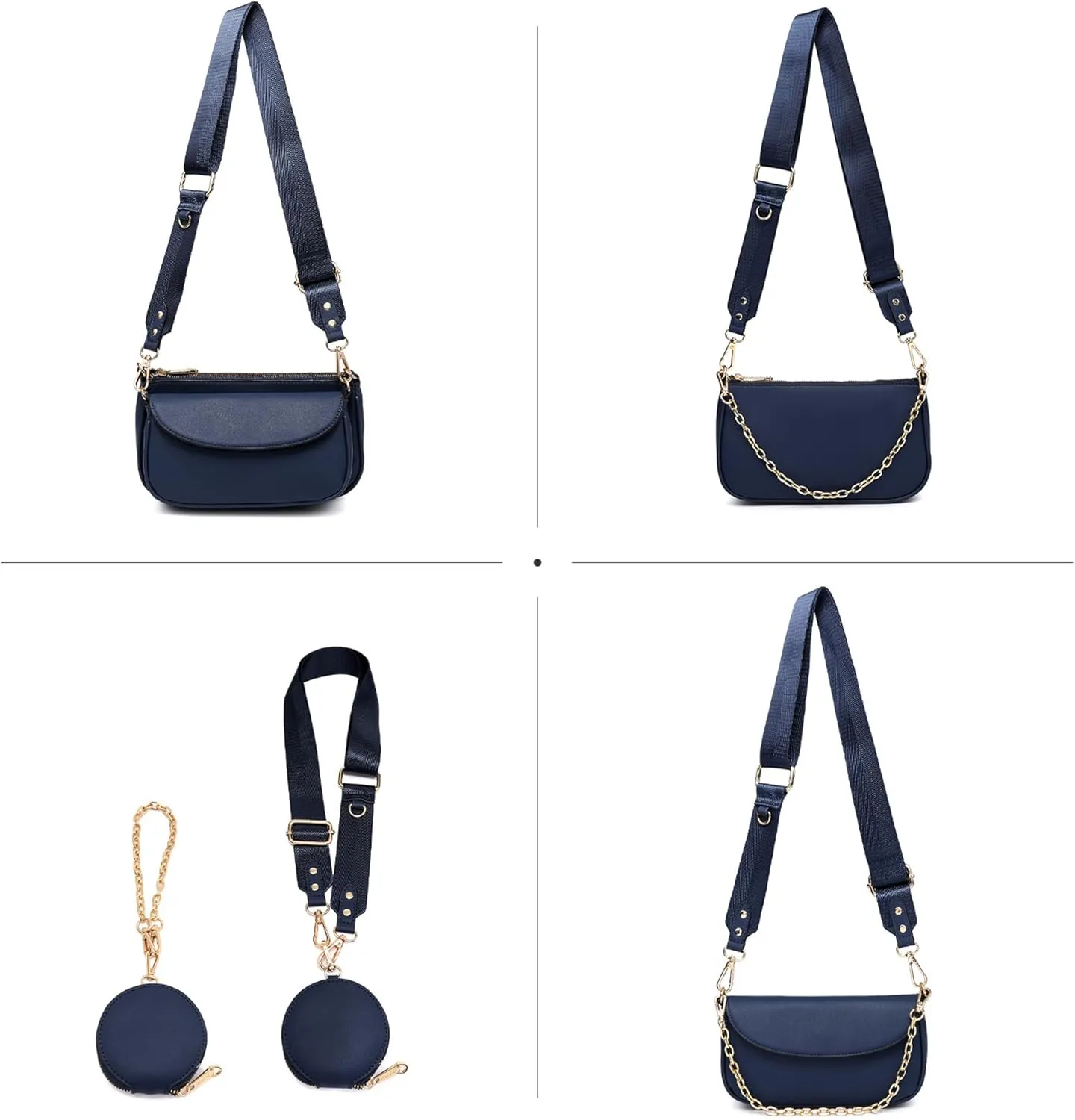 Small Crossbody Bags for Women with Coin Purse Multi Pochette PU Leather Designer Shoulder Handbag 3pcs Set