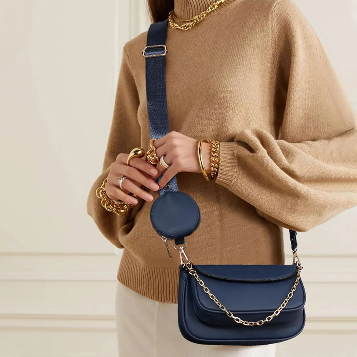 Small Crossbody Bags for Women with Coin Purse Multi Pochette PU Leather Designer Shoulder Handbag 3pcs Set