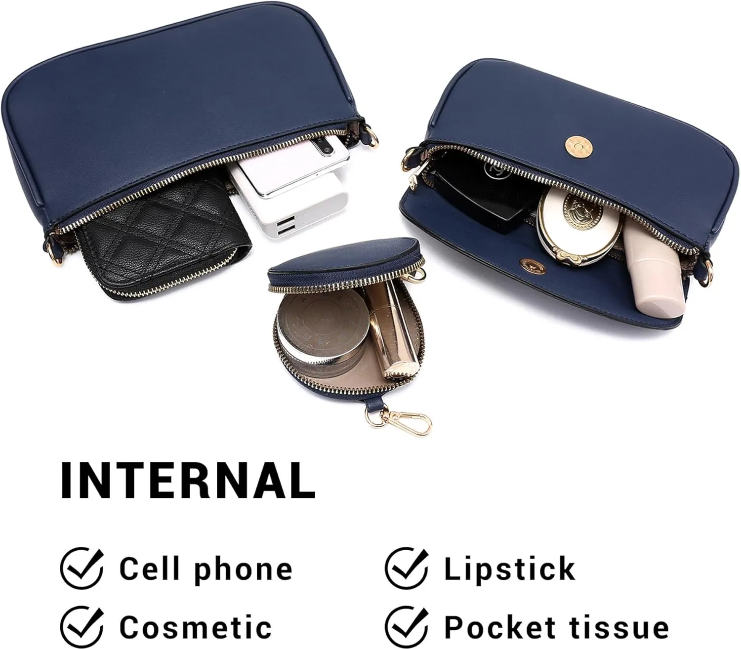 Small Crossbody Bags for Women with Coin Purse Multi Pochette PU Leather Designer Shoulder Handbag 3pcs Set
