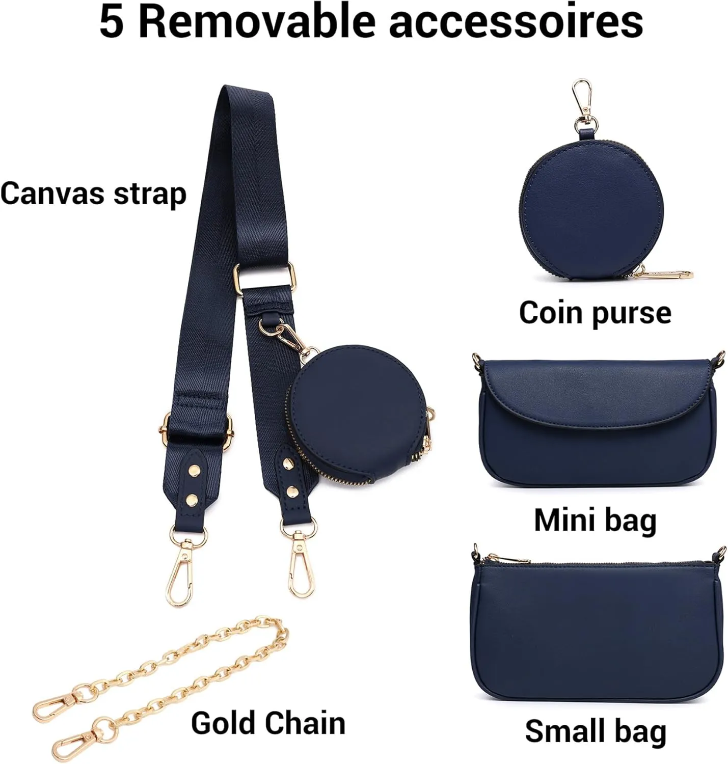 Small Crossbody Bags for Women with Coin Purse Multi Pochette PU Leather Designer Shoulder Handbag 3pcs Set