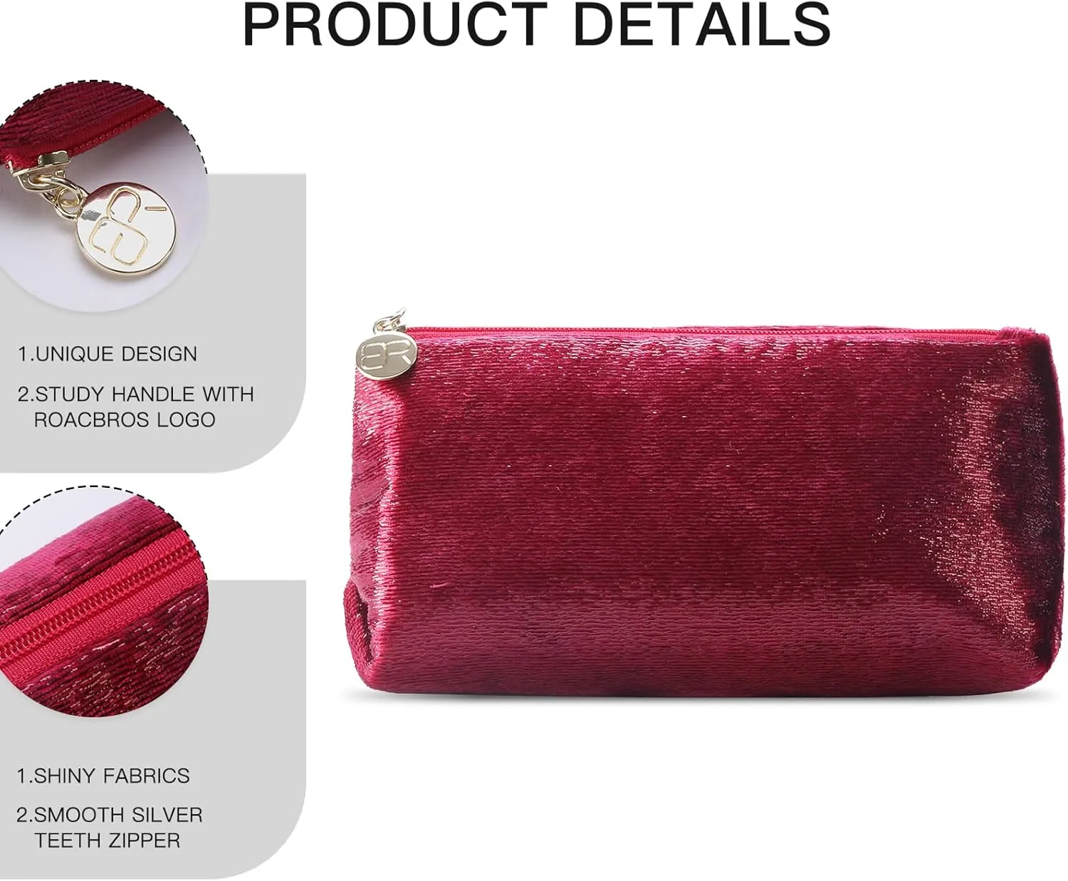 Small Makeup Bag for Purse，Red Cosmetic Travel Bag for Women, Cute Make Up Pouch for Accessories