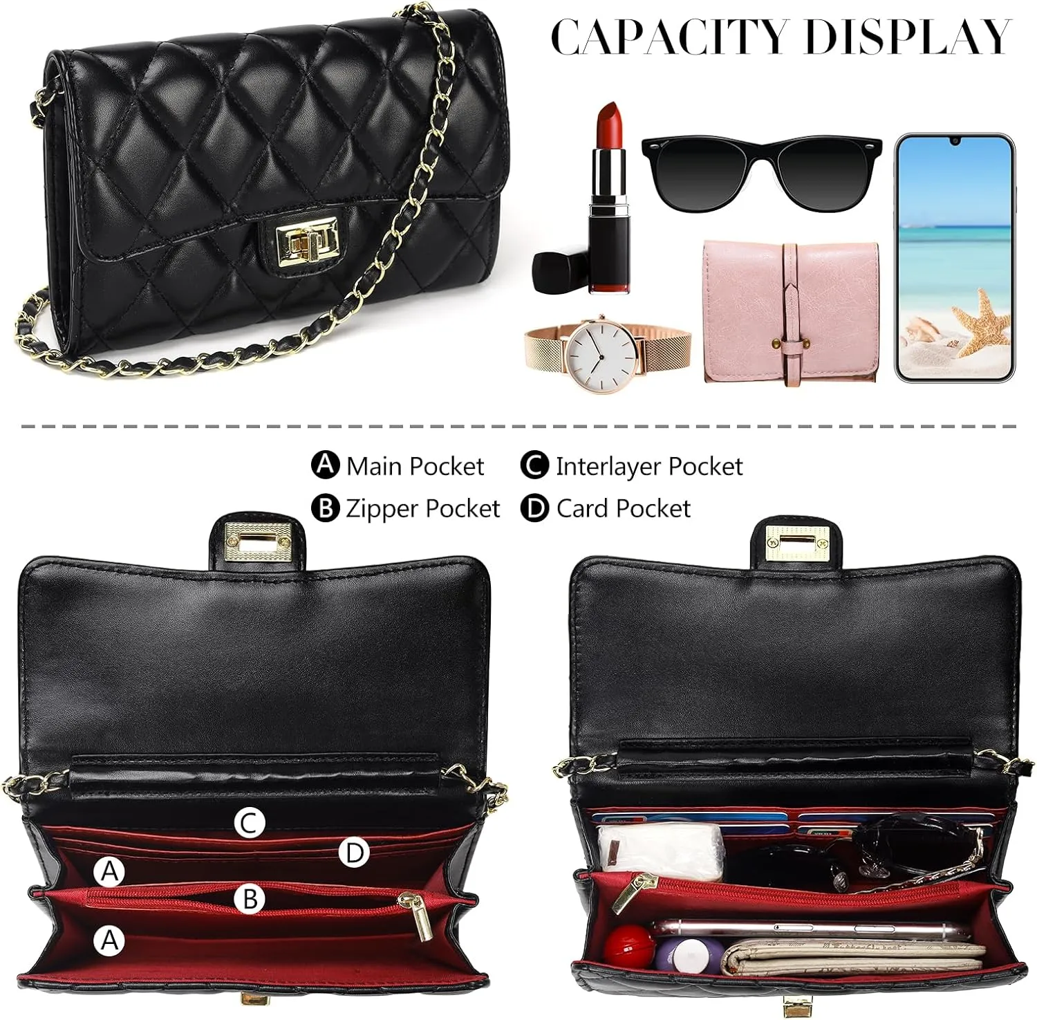 Small Quilted Crossbody Bags for Women Trendy Ladies Shoulder Bag Satchel HandBag Mini Purse Women