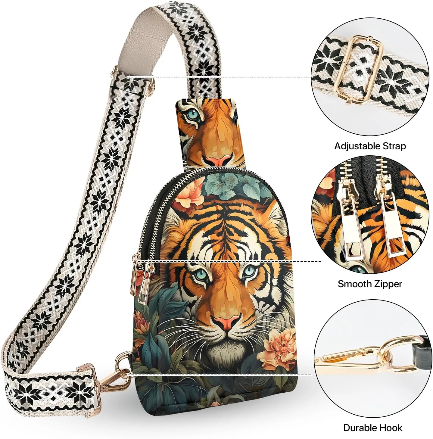Small Sling Bag Leather Fanny Packs for Women Crossbody Purses Travel Chest Casual Daypacks