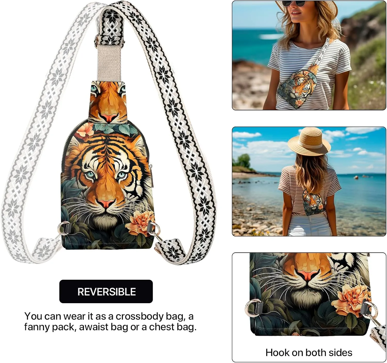 Small Sling Bag Leather Fanny Packs for Women Crossbody Purses Travel Chest Casual Daypacks
