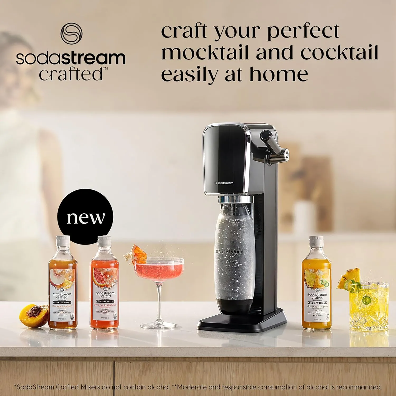SodaStream Crafted Cocktail Mixers: Non-alcoholic mixers expertly crafted for sparkling cocktails & mocktails, Variety Pack, 11.1 FL OZ (Pack of 3)