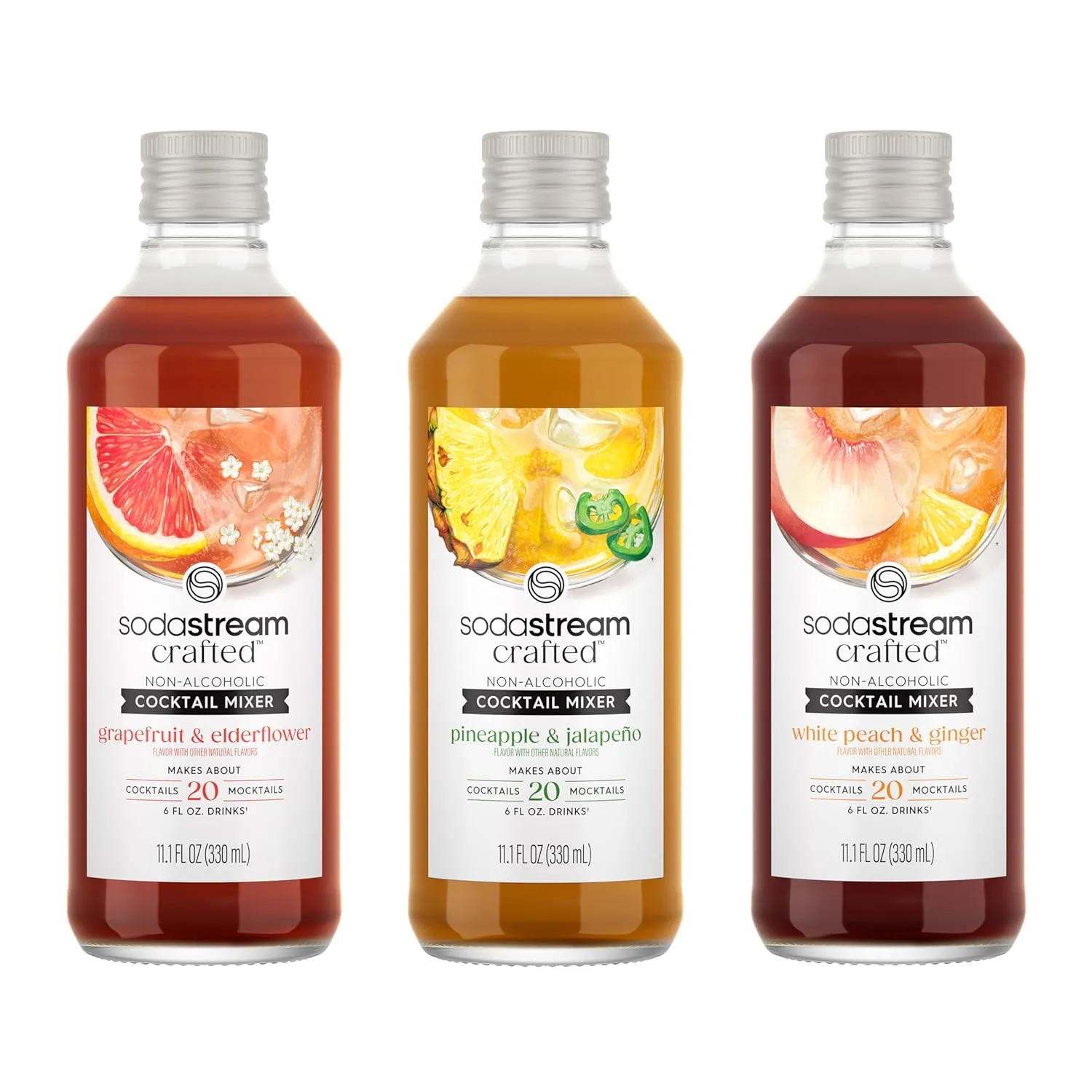 SodaStream Crafted Cocktail Mixers: Non-alcoholic mixers expertly crafted for sparkling cocktails & mocktails, Variety Pack, 11.1 FL OZ (Pack of 3)