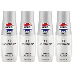 SodaStream - Diet Pepsi Beverage Mix Diet Flavor for SodaStream Turns 9.5 Gallons of Sparkling Water into Diet Pepsi Light, Crisp and Refreshing with Zero Calories 14.9 Fl Oz, Pack of 4