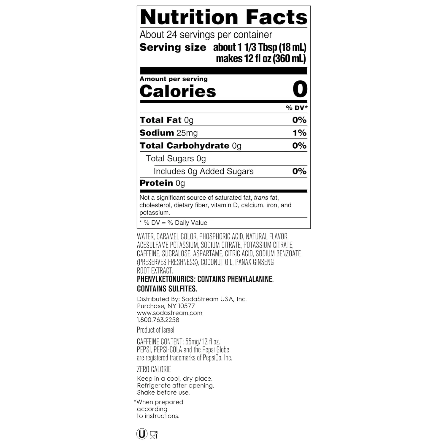 SodaStream® Pepsi® Zero Sugar Beverage Mix (440ml, Pack of 4)