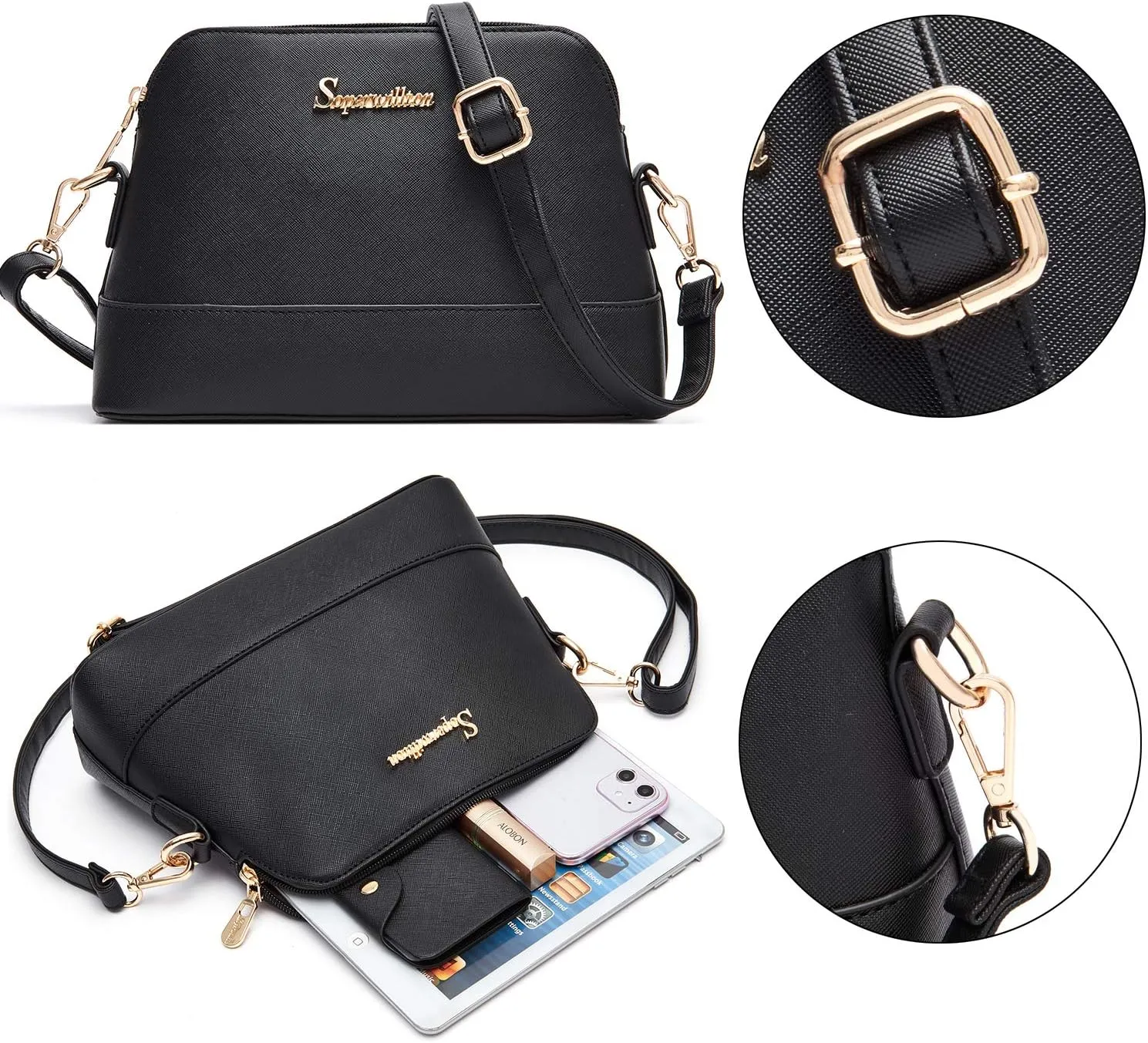 Soperwillton Handbag for Women Wallet Tote Bag Shoulder Bags Top Handle Satchel 5pcs Purse Set